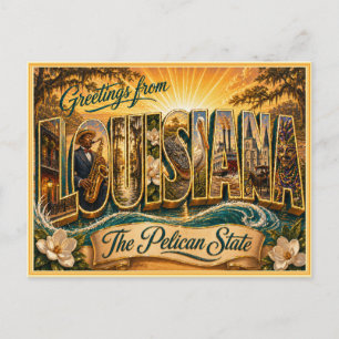 Antiguo saludo de Louisiana de tarjeta postal