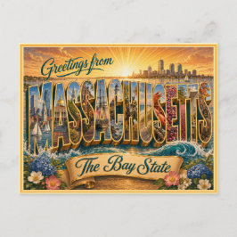 Antiguo saludo de Massachusetts de postal