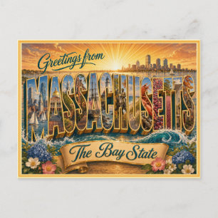Antiguo saludo de Massachusetts de postal