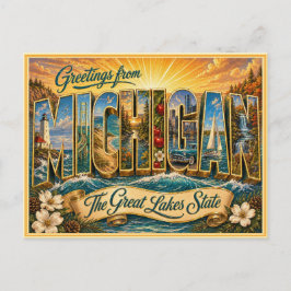 Antiguo saludo de Michigan de postal
