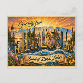 Antiguo saludo de Minnesota de postal