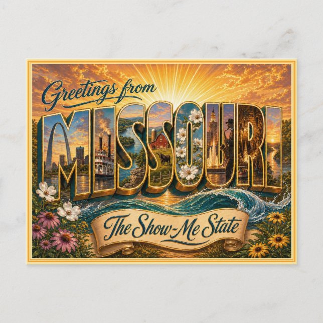 Antiguo saludo de Missouri de tarjeta postal (Anverso)