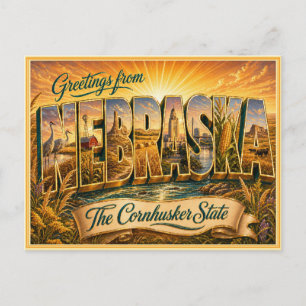 Antiguo Saludo de Nebraska de Tarjeta Postal
