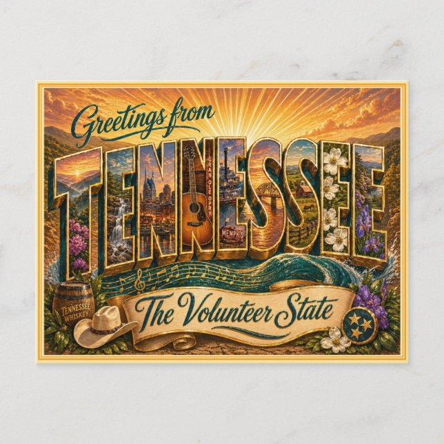 Antiguo Saludo de Tennessee de Tarjeta Postal (Anverso)