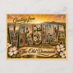 Antiguo Saludo de Virginia de Tarjeta Postal