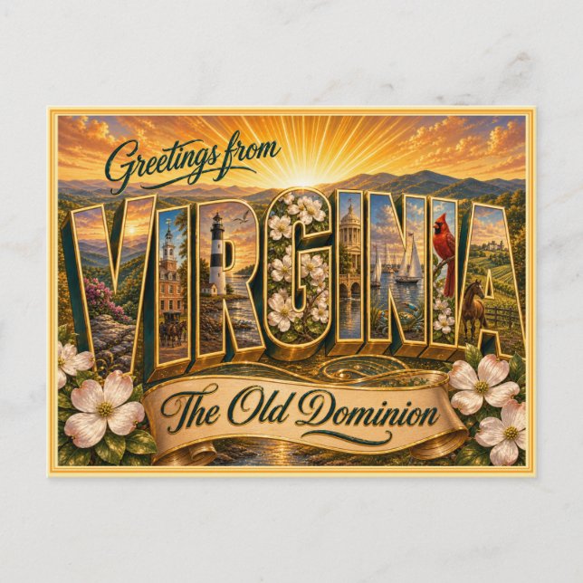 Antiguo Saludo de Virginia de Tarjeta Postal (Anverso)