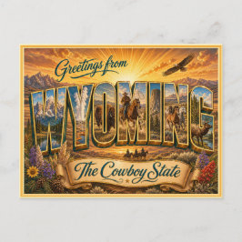 Antiguo saludo de Wyoming de postal