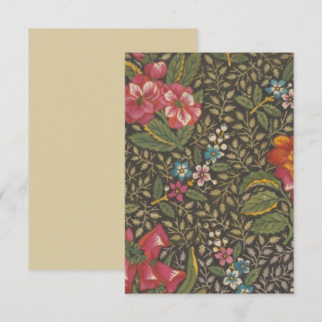 Antiguo toile francés de Jouy ramas florales de lo (Anverso / Reverso)