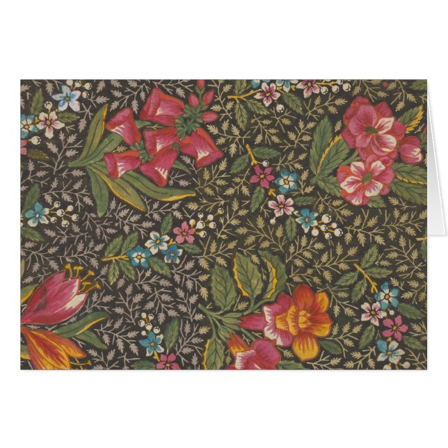 Antiguo toile francés de Jouy ramas florales de lo (Anverso (Horizontal))