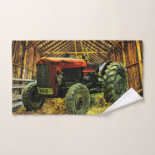 Antiguo Tractor Rojo Rústico Barn