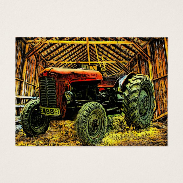 Antiguo Tractor Rojo Rústico Barn (Frente)