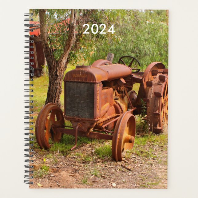 Antiguo tractor vintage, Australia, planificador d (Anverso)