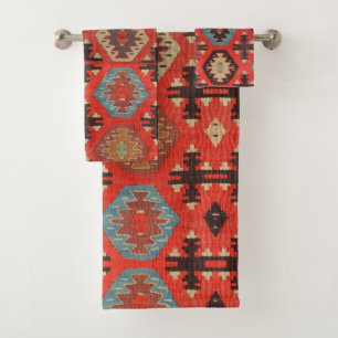 Antiguo Vintage Burlado Rojo Kilim turco
