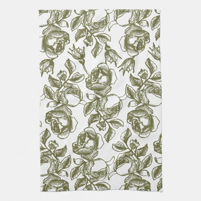 Antiguos Rosas en Golds y toalla blanca (Vertical)