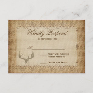 Antillas Rústicas de venado cazando tarjetas RSVP