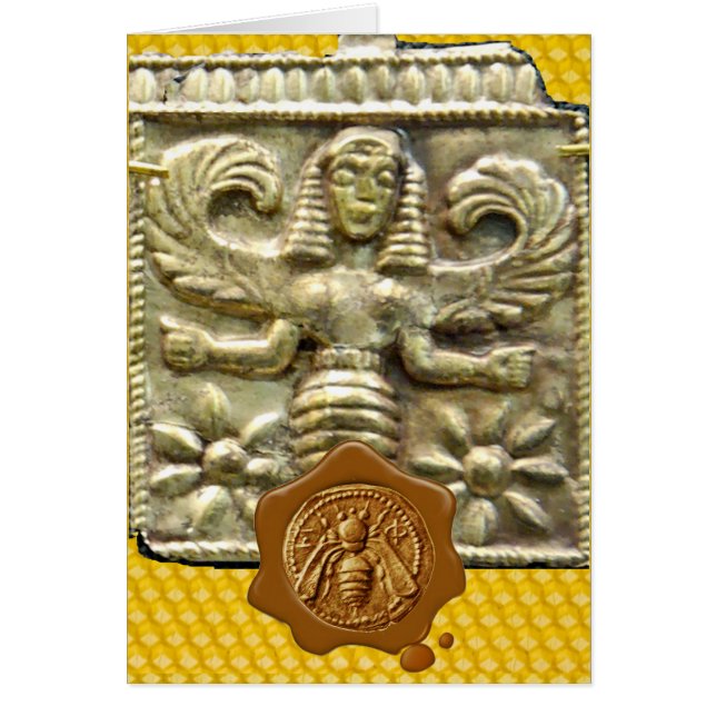 ANTIQUE GREEK HONEY BEE GODDESS Sello de cera marr (Frente)