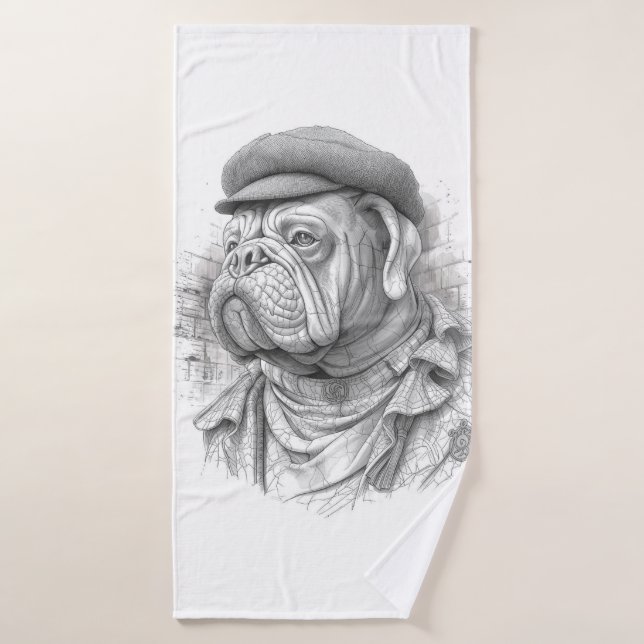 Antique Marble Bulldog Minister Guest Towel (Toalla de baño)