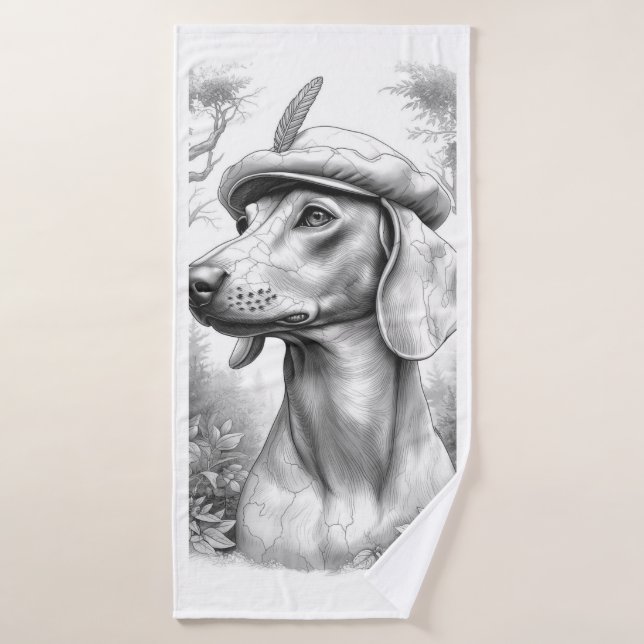 Antique Marble Dachshund Statue Hand Towel (Toalla de baño)