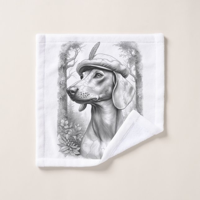 Antique Marble Dachshund Statue Hand Towel (Toallita)