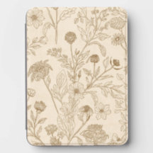 Antique Sepia Botanical Line Art Floral Pattern