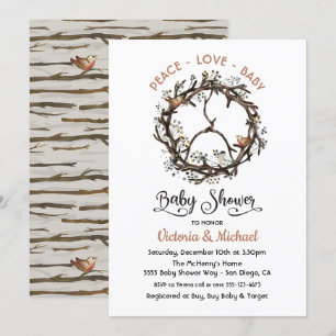Antler and Twig Peace Sign Invitación de Baby Show
