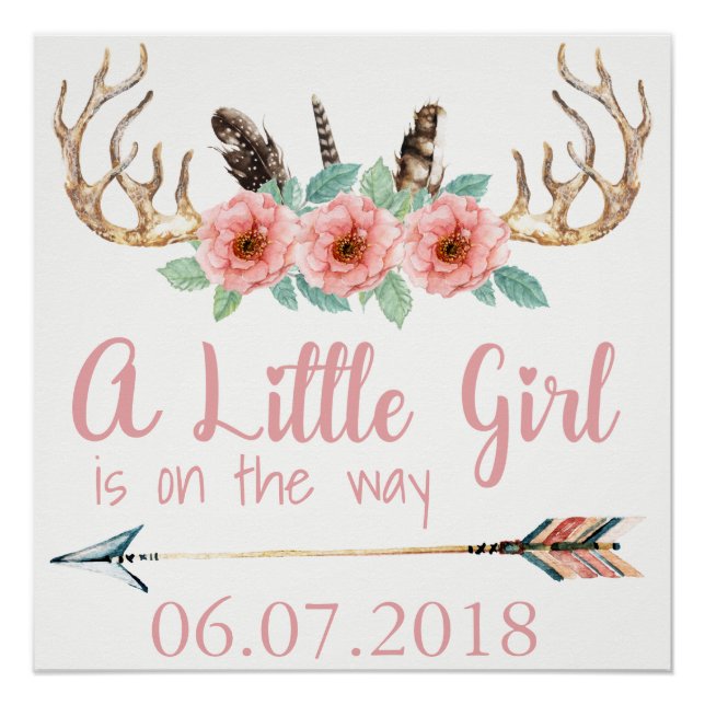 Antler Baby Shower Poster (Anverso)