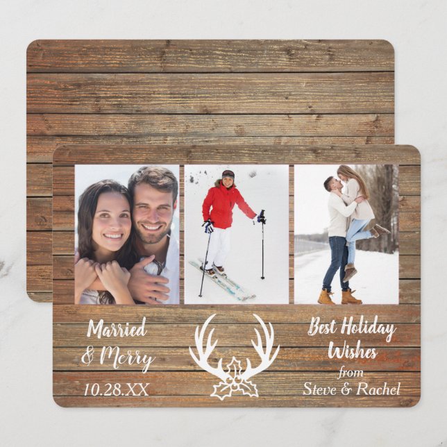Antler De Madera De Oro Casado Con Tres Plantillas (Anverso / Reverso)