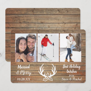 Antler De Madera De Oro Casado Con Tres Plantillas