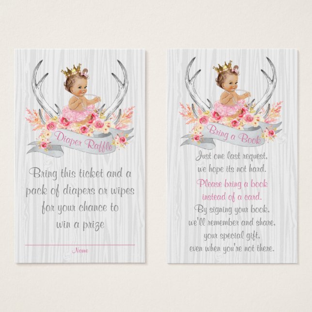 Antler Diaper Raffle Ticket y traiga una tarjeta d (Anverso y reverso)