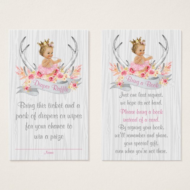Antler Diaper Raffle Ticket y traiga una tarjeta d (Anverso y reverso)