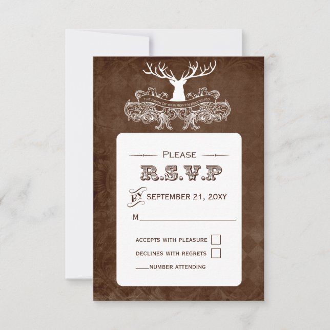 Antler Rústico, Deer Winter Woodland rsvp 3.5 x 5 (Anverso)