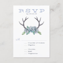 Antlers acuarela y Echeveria Wedding RSVP