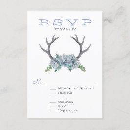 Antlers acuarela y Echeveria Wedding RSVP