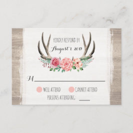 Antlers florales RSVP Personalizada Rústica Boda