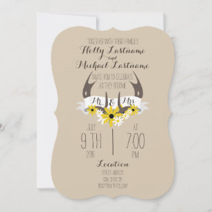 Antlers + Invitación a la boda de flores silvestre