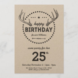 Antlers Invitación inspirada en Birthday Retro