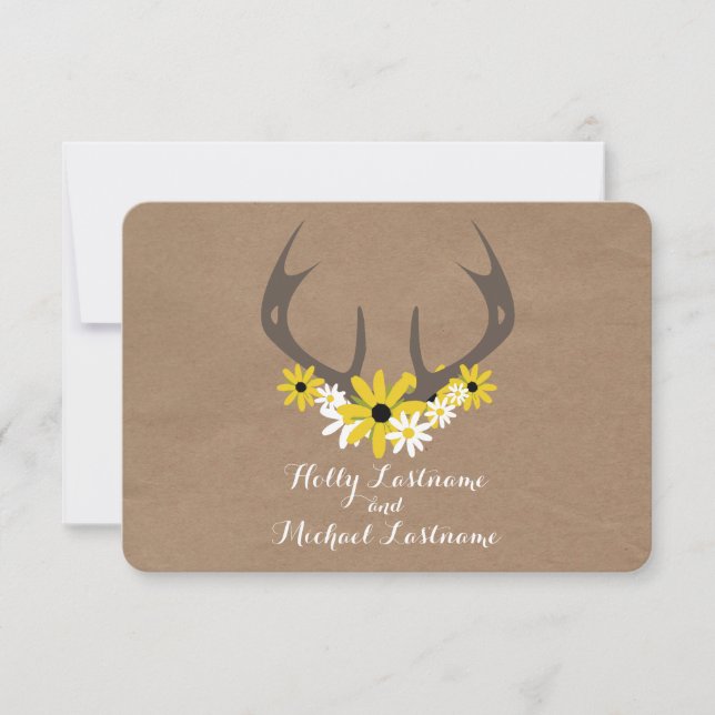 Antlers + RSVP inspirado en cartón de flores silve (Anverso)