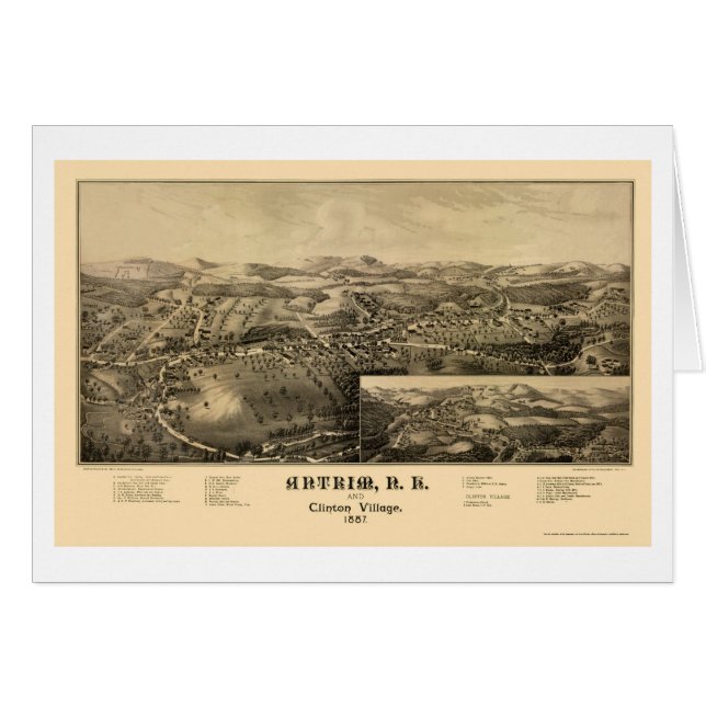 Antrim, mapa panorámico del NH - 1887 (Anverso (Horizontal))