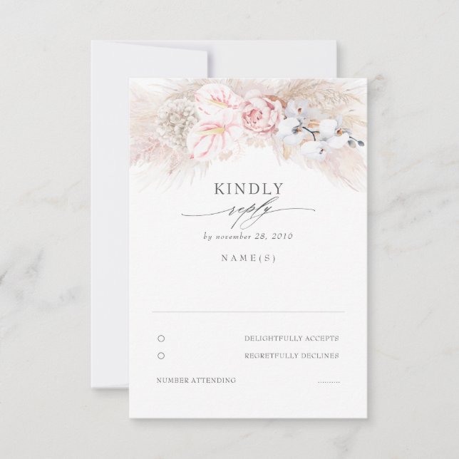 Antrurios rosados y Bodas de Grass Pampas RSVP (Anverso)
