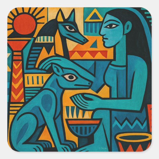 Anubis Priestess Geometric Premium Pegatina (Anverso)