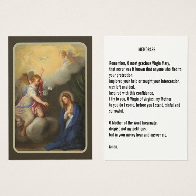 Anunciación de la Oración de María Memorare (Anverso y reverso)