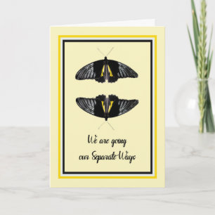 Anunciando tarjeta de divorcio con mariposas