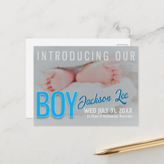 Anunciando tarjeta postal con foto de BEBÉ NIÑO