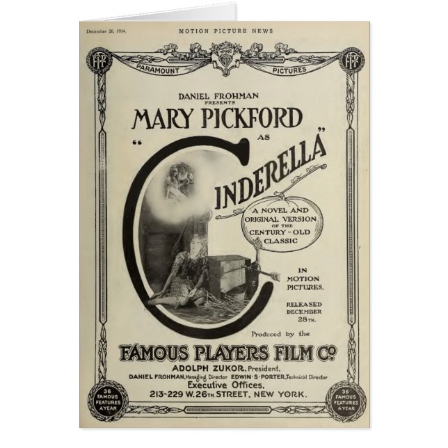 Anuncio 1914 de la película muda de Mary Pickford (Frente)