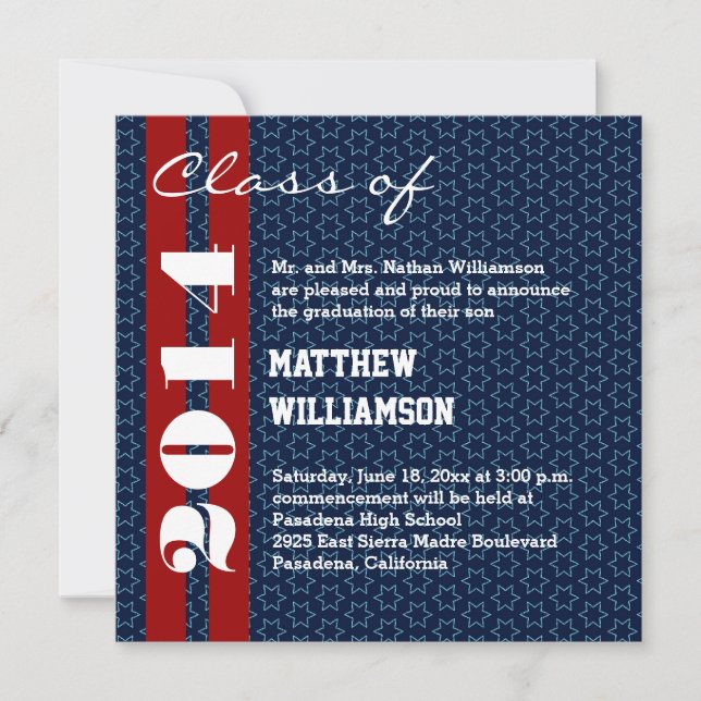 Anuncio 2014 o cualquier año Graduación Rojo Blanco Azul V (Anverso)