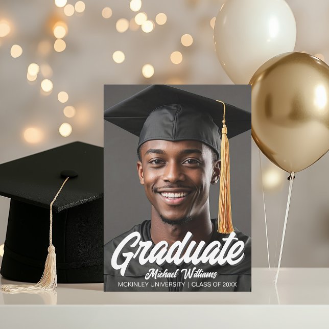 Anuncio 2026 Graduate Photo Bold White Script Graduation (Subido por el creador)