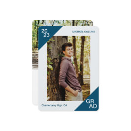 Anuncio 20XX Personalizado Grad Foto Esquina azul simple