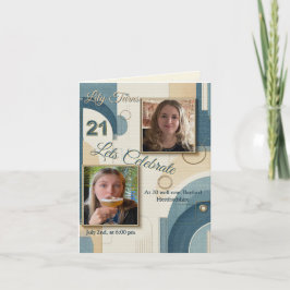 Anuncio 21 cumpleaños Almond flor crema azul