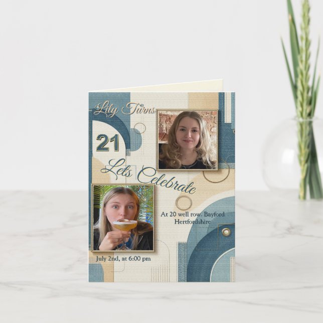 Anuncio 21 cumpleaños Almond flor crema azul (Anverso)