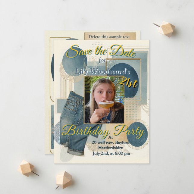 Anuncio 21 cumpleaños Almond flor crema azul (Anverso/Reverso In Situ)